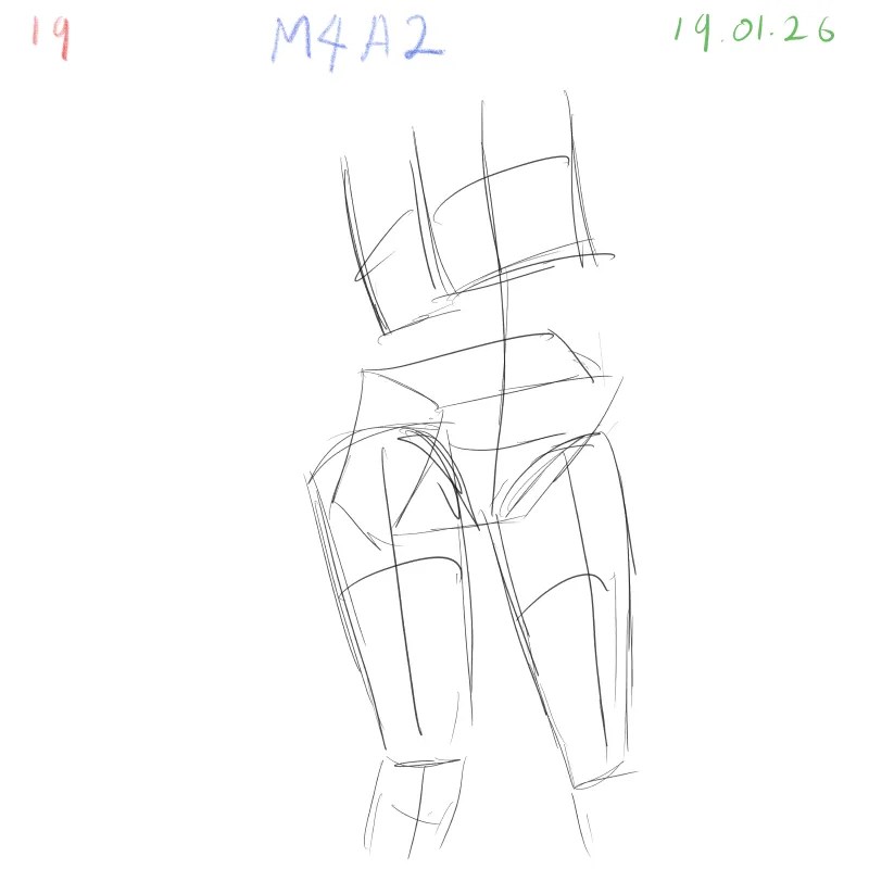 gesture drawing practice M4A2 dynamic figure study pose 19 Clip Studio Paint Samsung Tab S10 FE