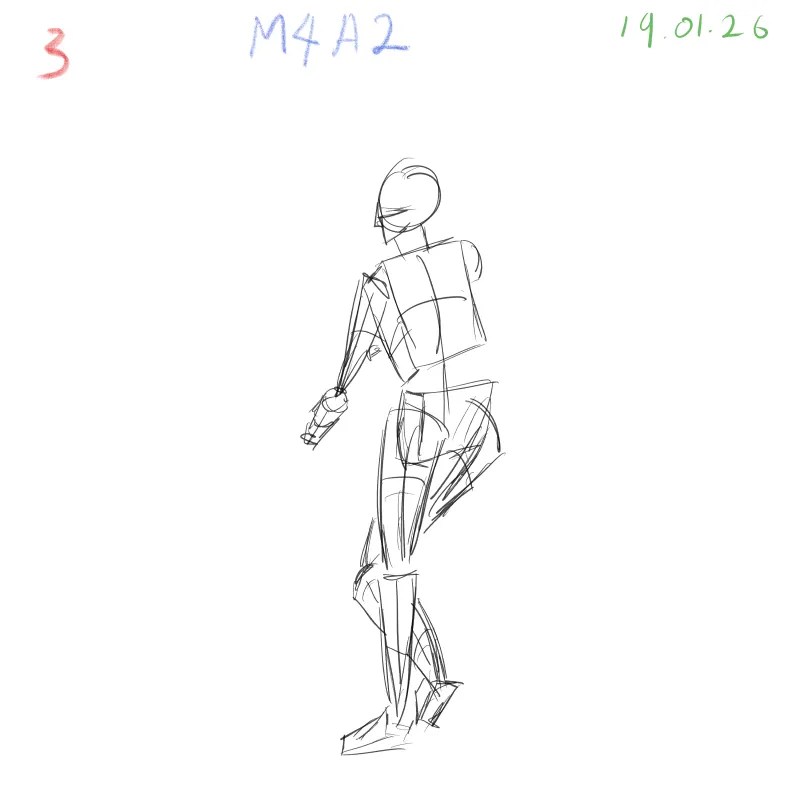gesture drawing practice M4A2 dynamic figure study pose 3 Clip Studio Paint Samsung Tab S10 FE