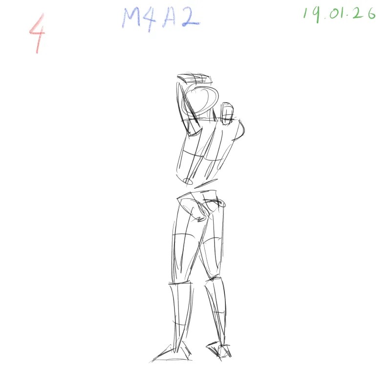 gesture drawing practice M4A2 dynamic figure study pose 4 Clip Studio Paint Samsung Tab S10 FE