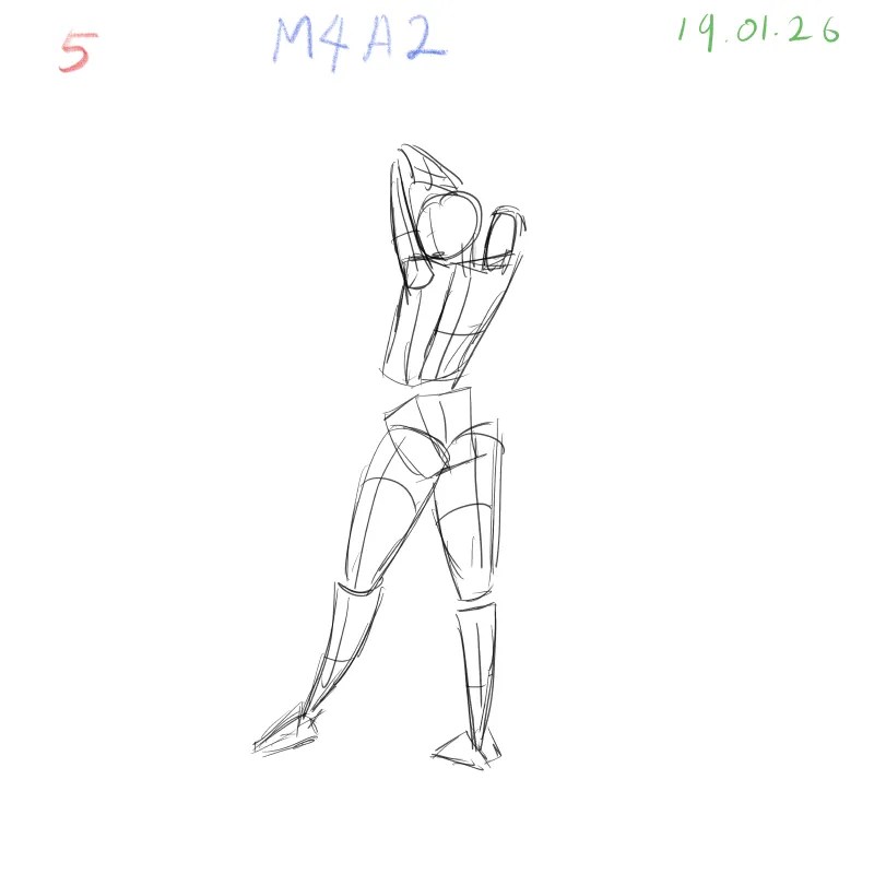 gesture drawing practice M4A2 dynamic figure study pose 5 Clip Studio Paint Samsung Tab S10 FE