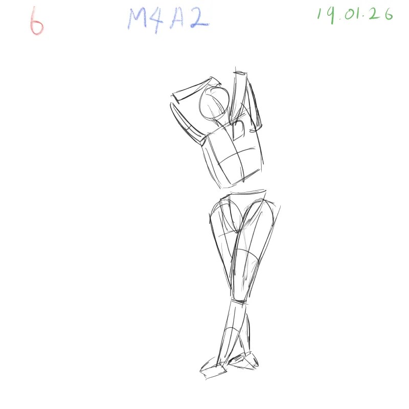 gesture drawing practice M4A2 dynamic figure study pose 6 Clip Studio Paint Samsung Tab S10 FE