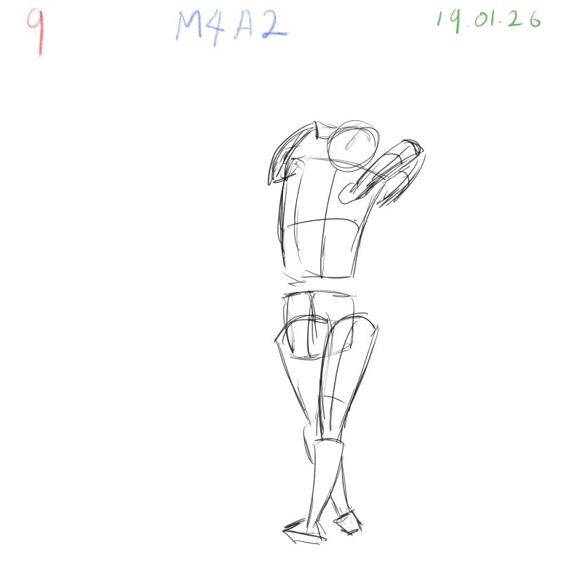 gesture drawing practice M4A2 dynamic figure study pose 9 Clip Studio Paint Samsung Tab S10 FE
