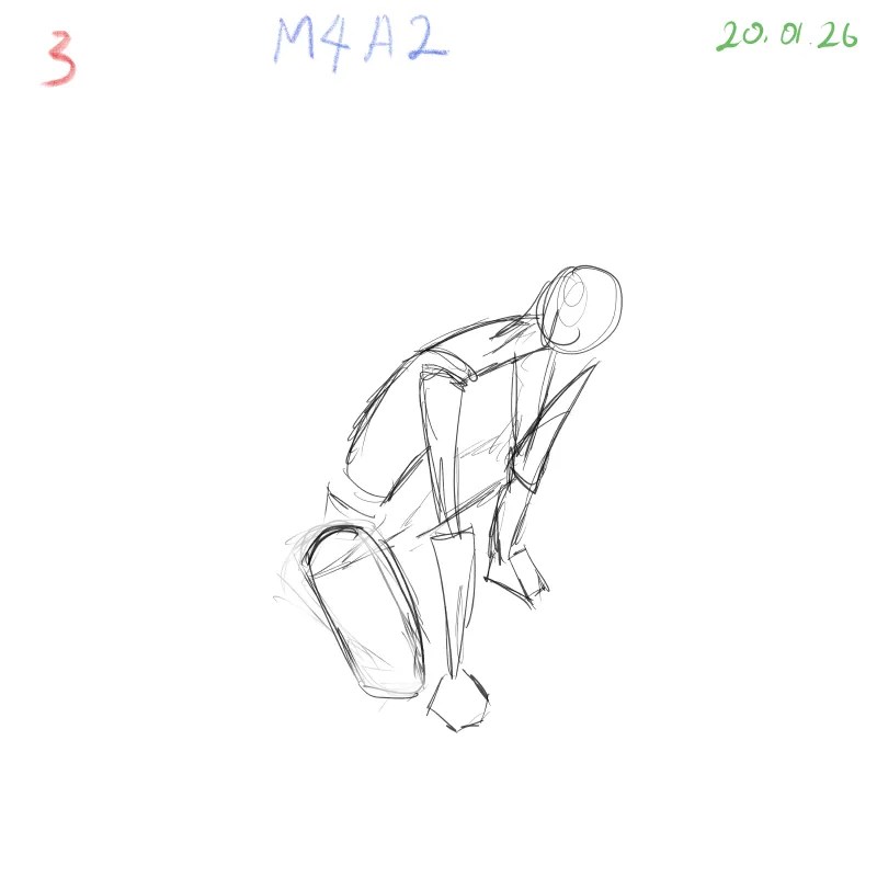 gesture drawing practice M4A2 crouching pose quick sketch