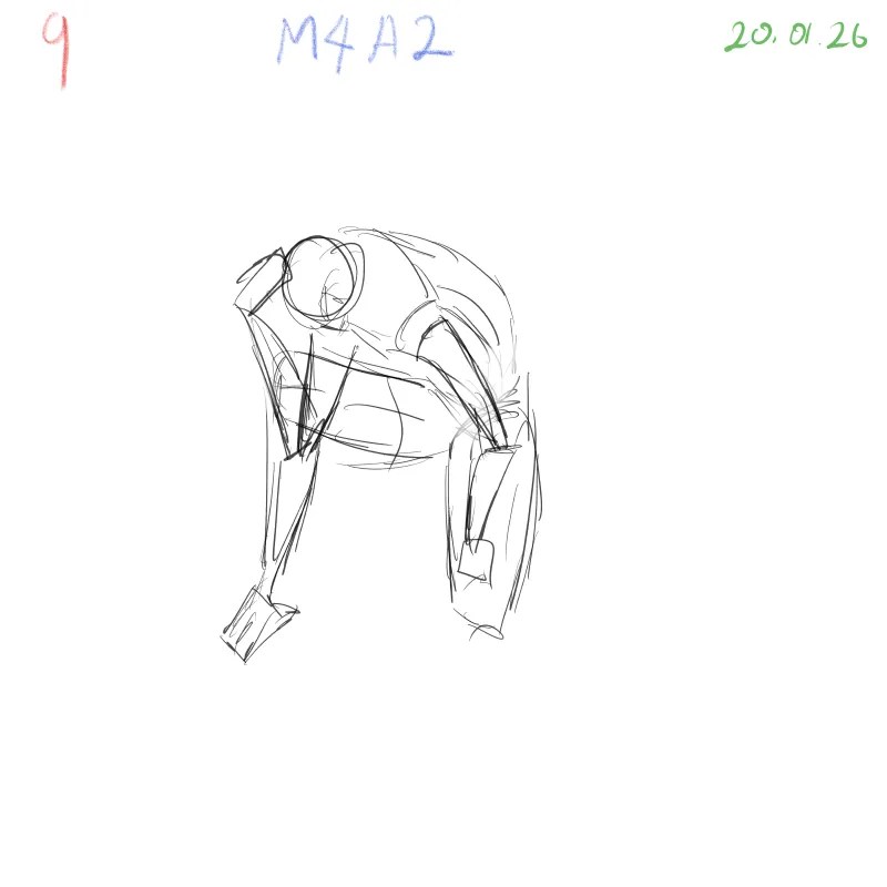 gesture drawing practice M4A2 crouching anatomy sketch