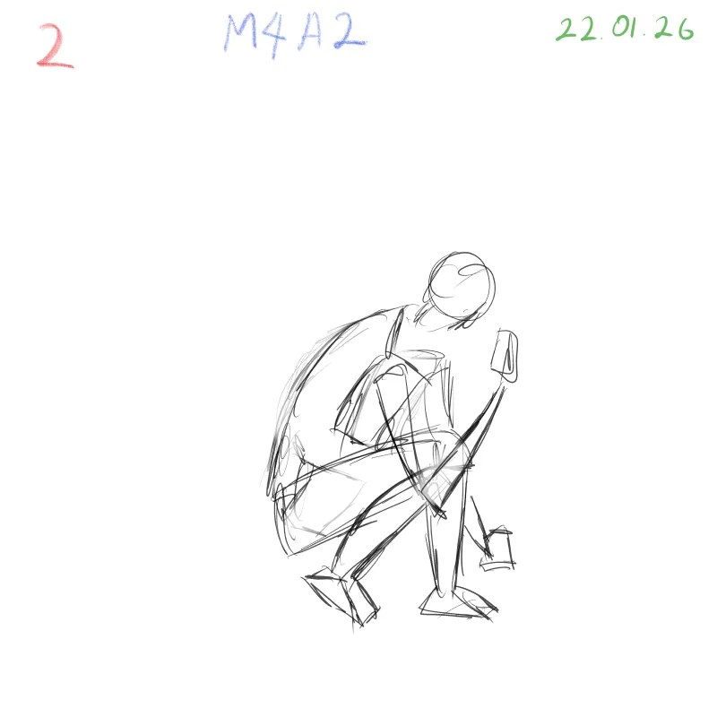 figure gesture drawing exercise with emphasis on balance and posture