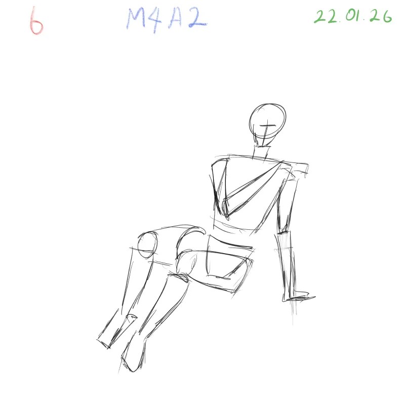 figure drawing gesture study with challenging pose variation