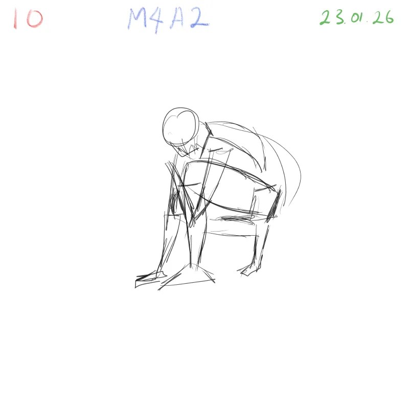 figure gesture drawing with emphasis on depth and perspective