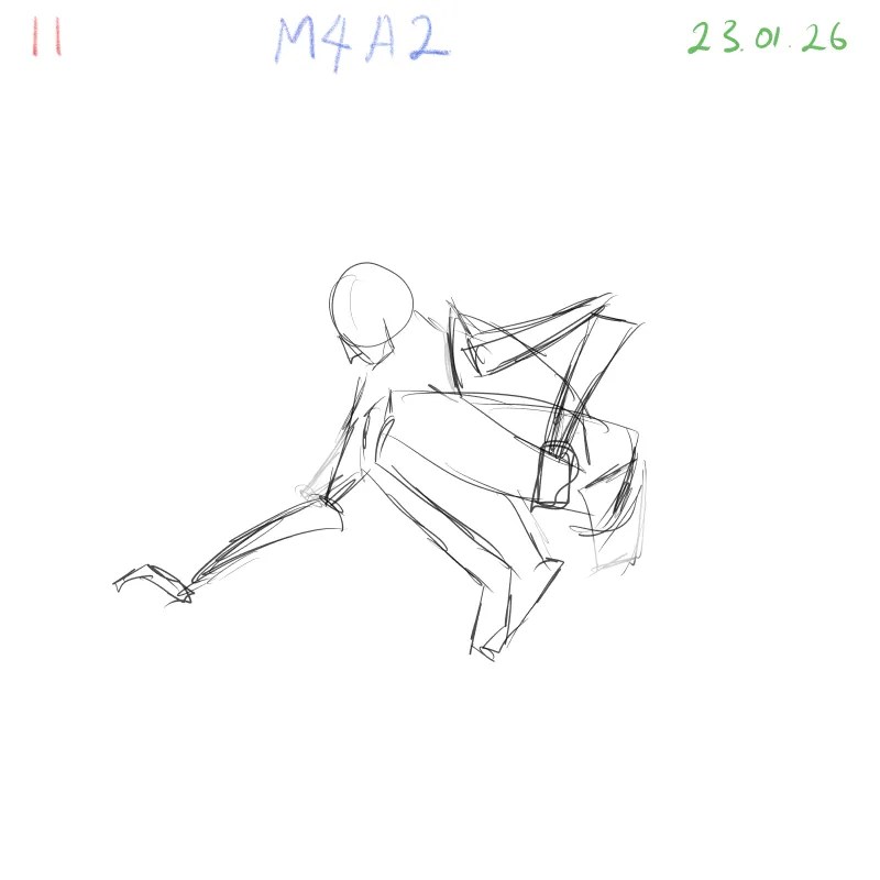 gesture drawing study using 3D reference for pose clarity