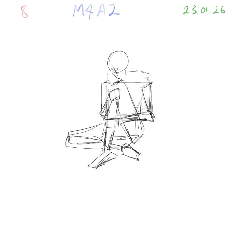 gesture sketch focusing on solid form and body mass