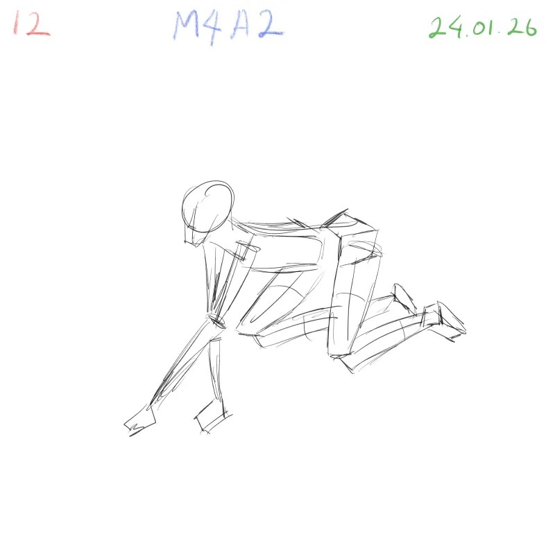 quick anatomy gesture study with simplified muscle indication