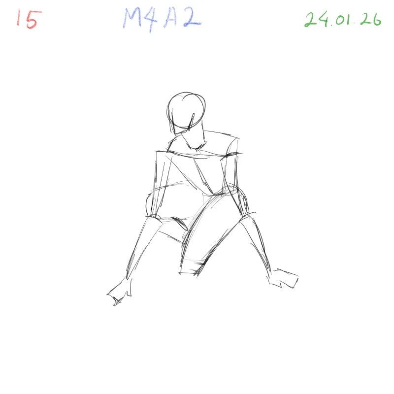 anatomy gesture drawing with strong 3D construction