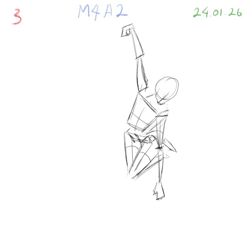 anatomy gesture sketch with simplified 3D volume construction