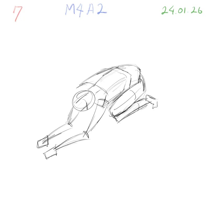 human gesture sketch with simplified anatomy volumes