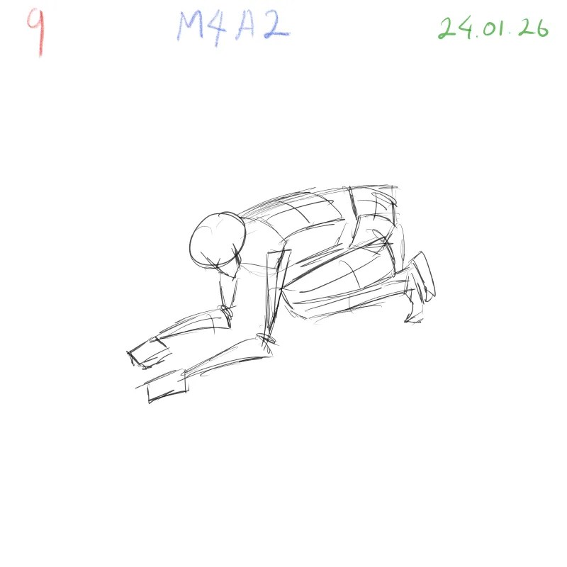 gesture study emphasizing torso twist and limb direction