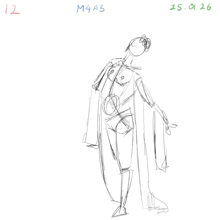 Anatomy gesture sketch study for figure drawing