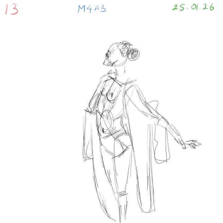 Gesture drawing anatomy practice with quick strokes