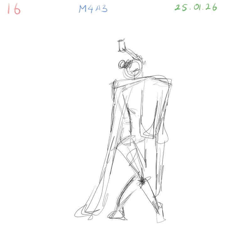 Anatomy gesture drawing with simplified details