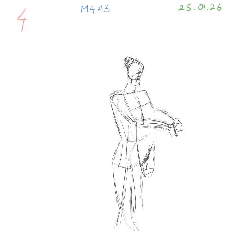 Anatomy gesture drawing study with minimal skin details