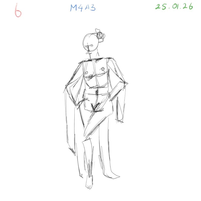 Gesture anatomy sketch focusing on torso movement