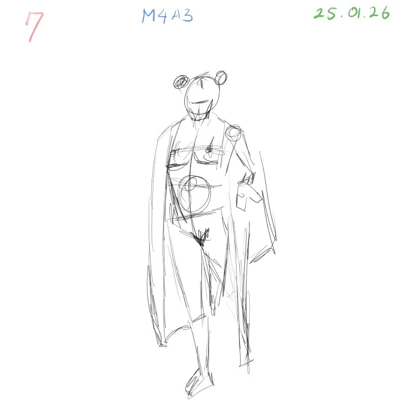 Anatomy gesture drawing study with expressive pose