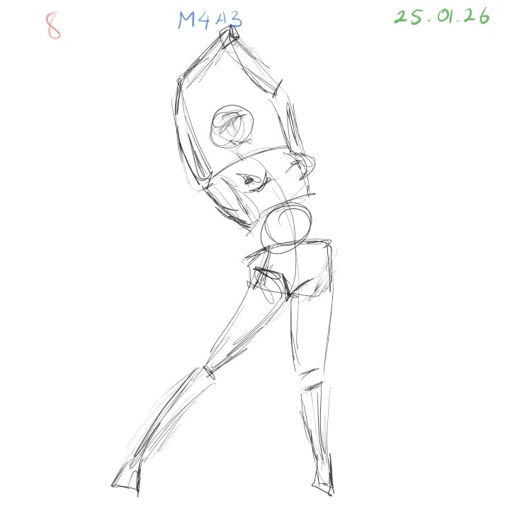 Quick anatomy gesture sketch practice 2 minutes