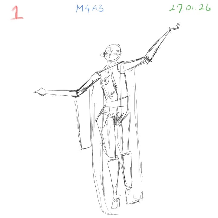 Anatomy gesture drawing practice sketch 2-minute study 1