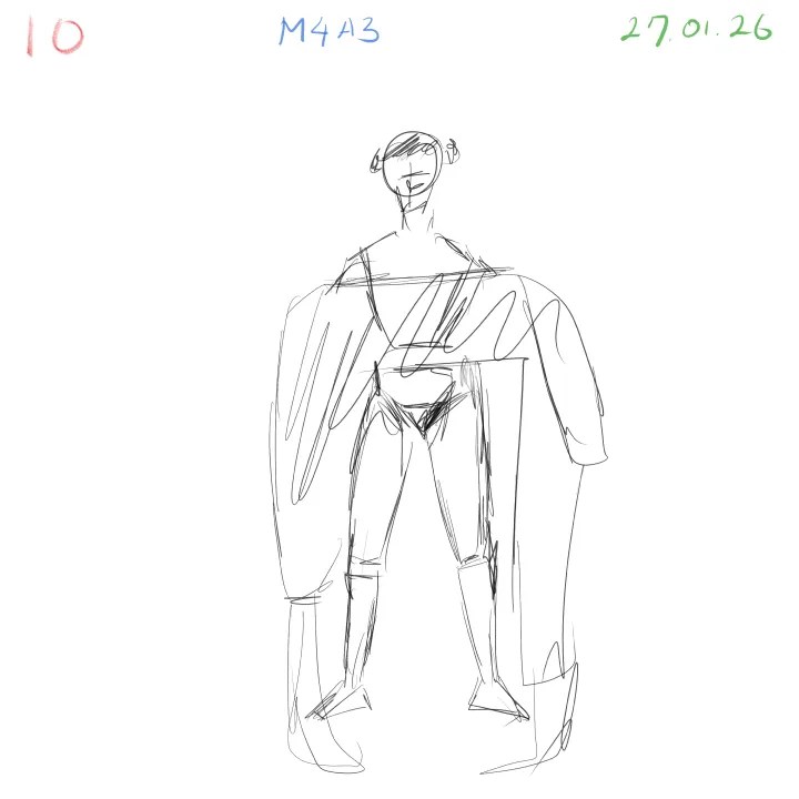 Quick anatomy gesture drawing study with key body landmarks 10