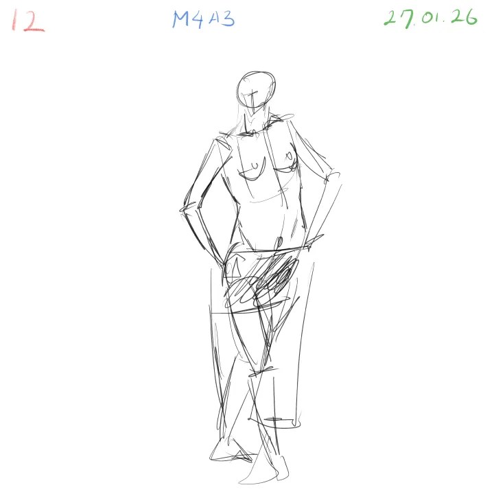 Fast anatomy gesture sketch practice focusing on torso landmarks 12