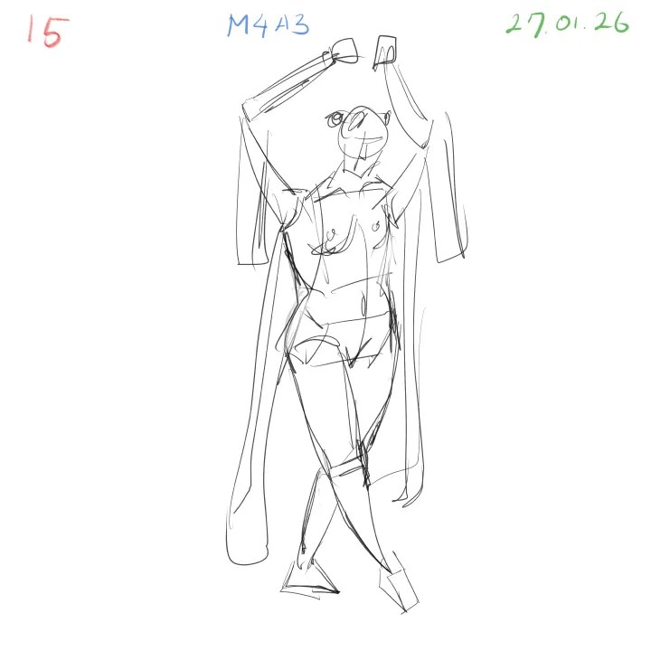 Two-minute anatomy gesture sketch practice body structure 15