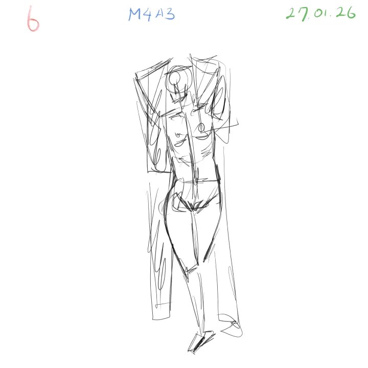 Quick figure drawing anatomy gesture practice 2 minutes 6