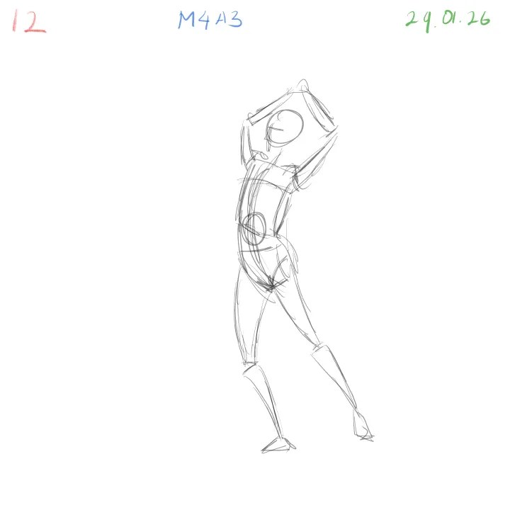 figure gesture sketch emphasizing line of action
