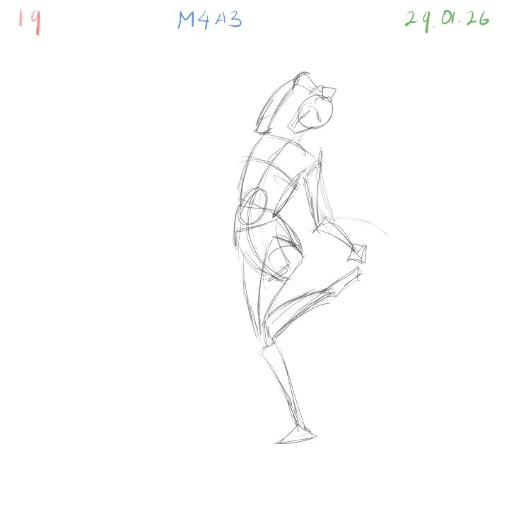 gesture drawing study focusing on spine and joints