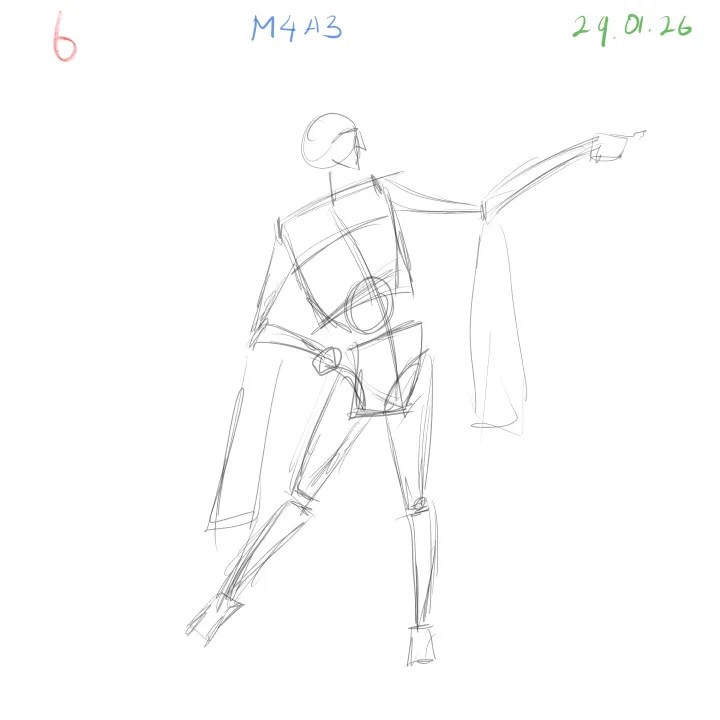quick figure gesture practice with shoulder and hip lines
