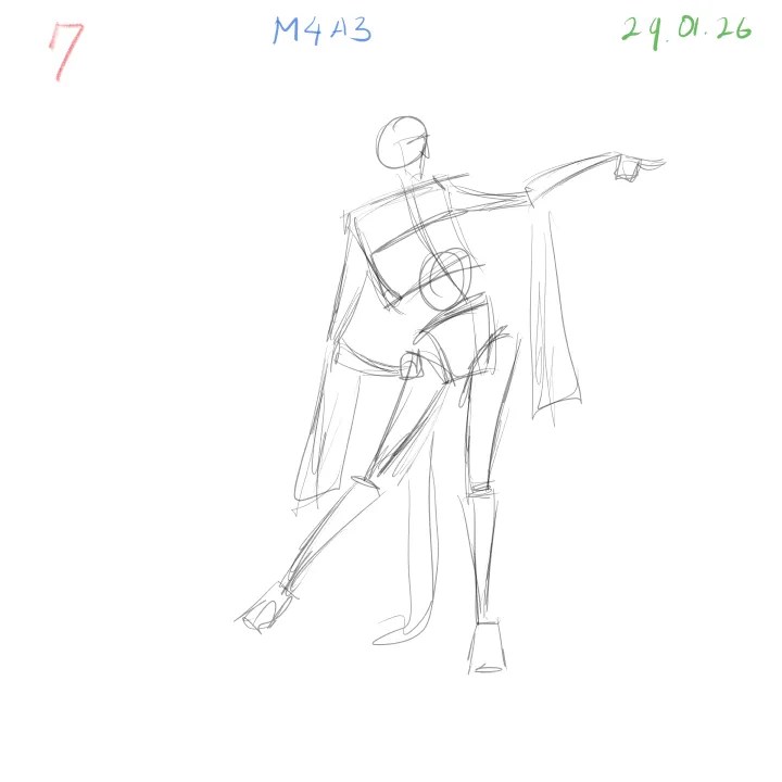 2 minute gesture drawing pose balance study