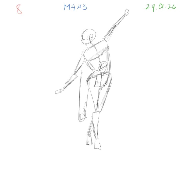 figure gesture sketch focusing on joint markers