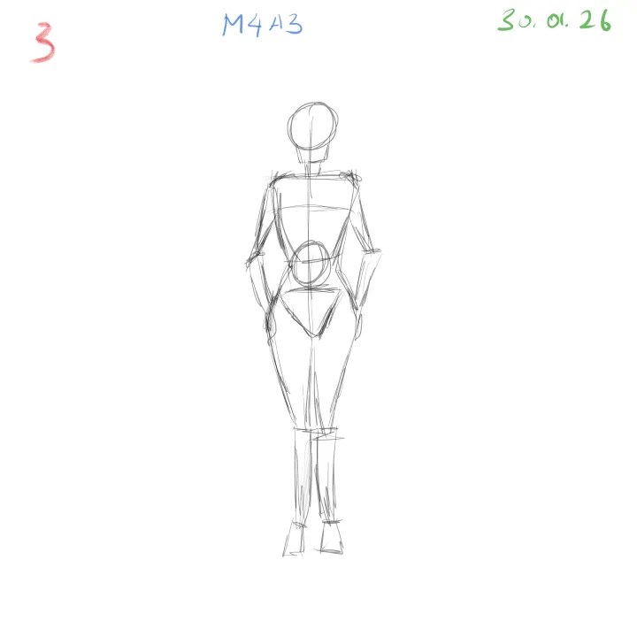 quick gesture sketch anatomy proportion practice m4a3 day 2 image 3