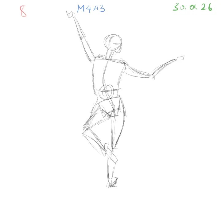 quick figure gesture sketch proportion training m4a3 day 2 image 8