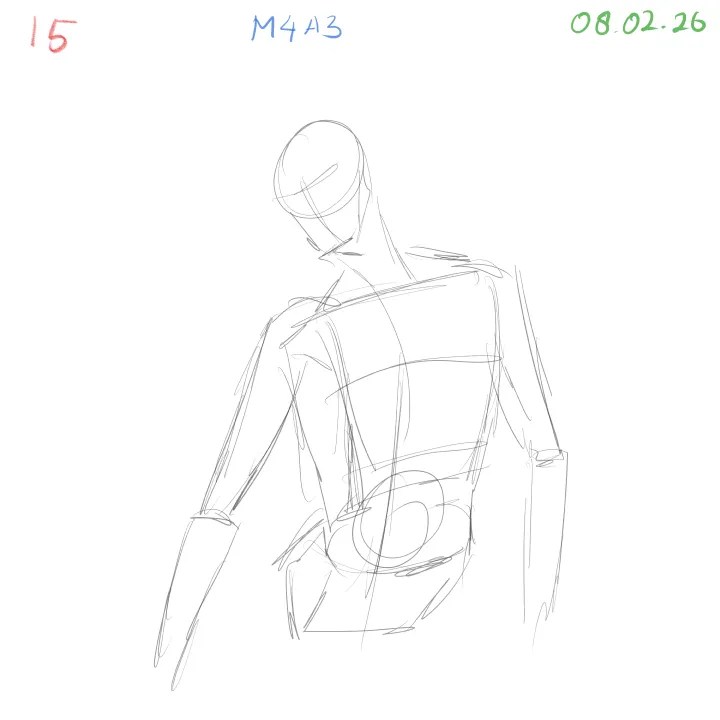 anatomical gesture practice studying shoulder, ribcage, and pelvis alignment