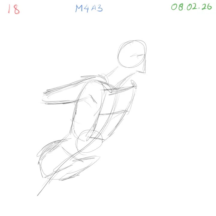 anatomy-focused gesture sketch practice studying torso angles and proportions