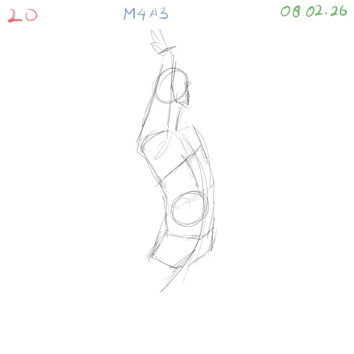 daily anatomy gesture drawing practice focusing on structure and clean forms 2026-02-08