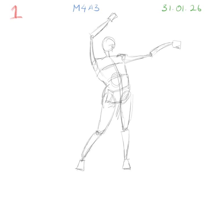 gesture drawing practice focusing on body proportion and anatomy study 1