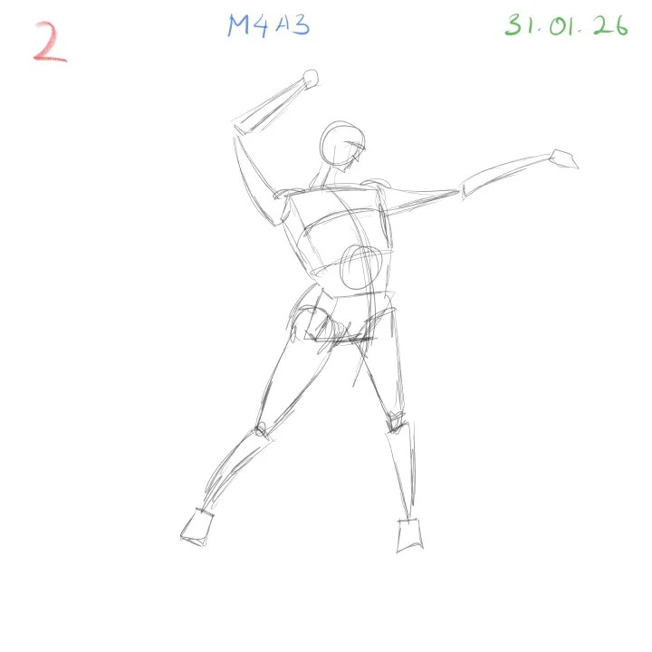 daily gesture drawing practice with improved body proportion 2