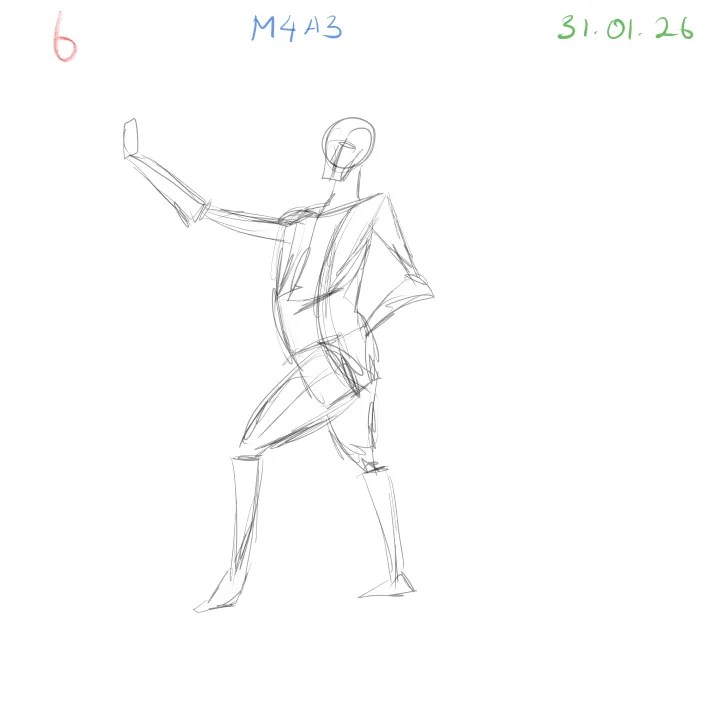 quick gesture drawing study focusing on body balance 6