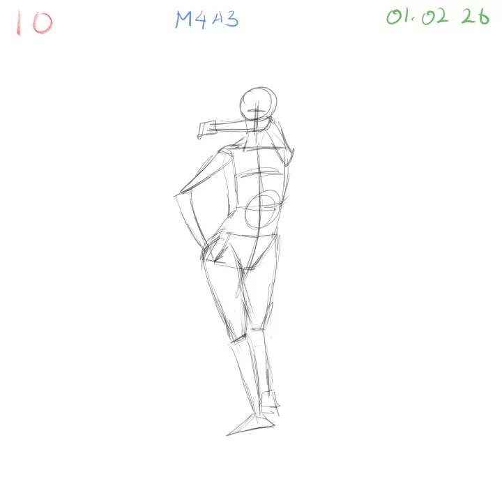 female gesture drawing daily anatomy study 10