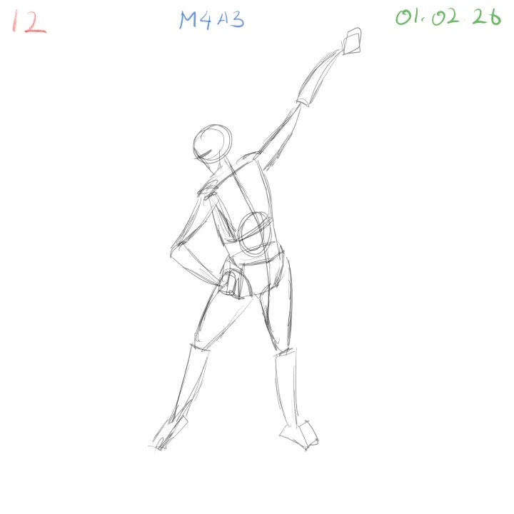 female figure gesture sketch with elegant posture 12