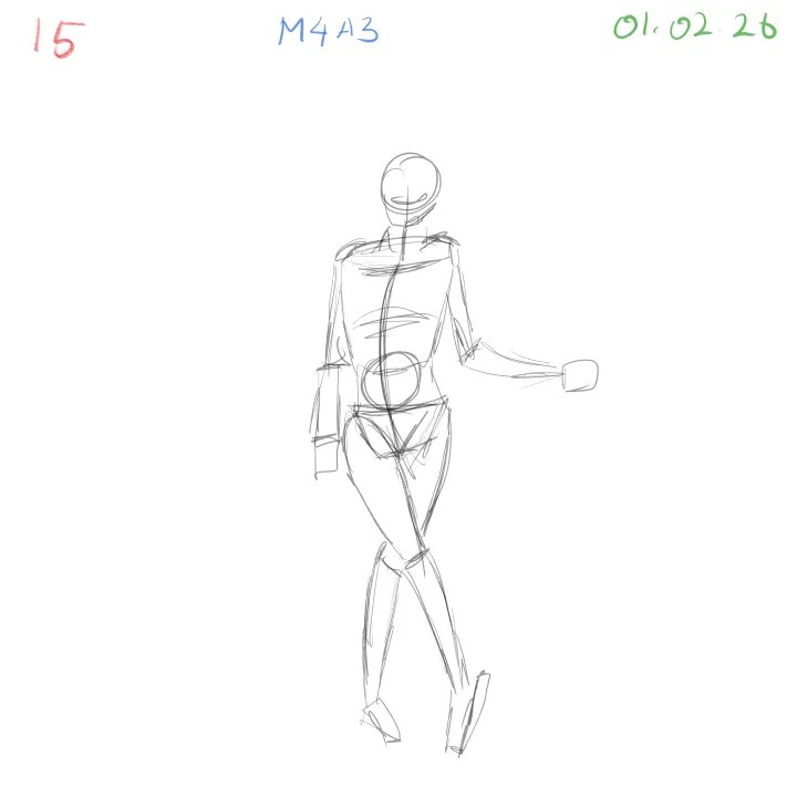 female gesture drawing with smooth dimensional flow 15