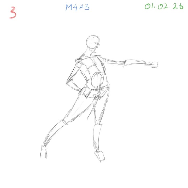 gesture drawing practice studying female body proportion 3