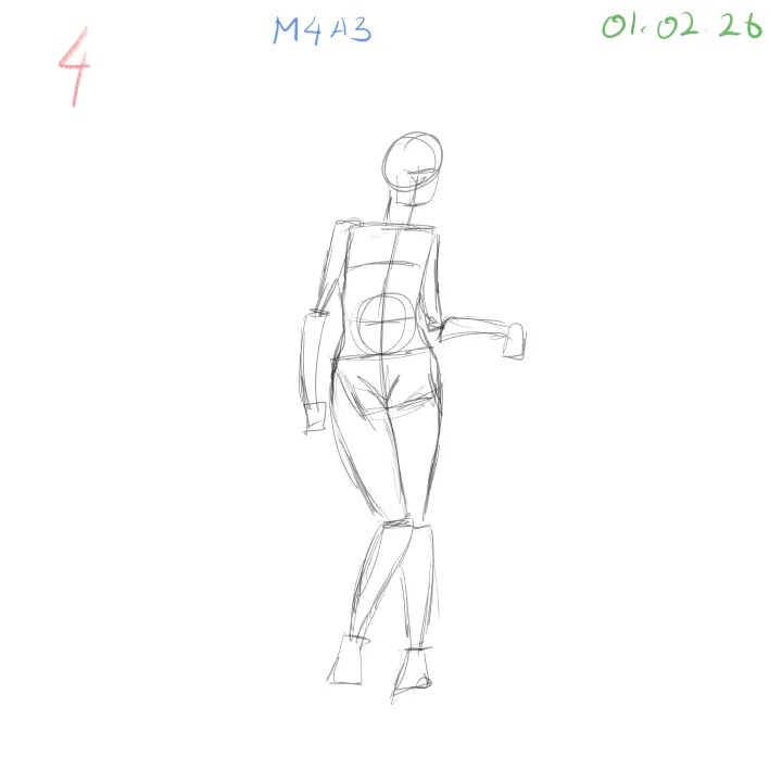 female anatomy gesture sketch focusing on soft body rhythm 4