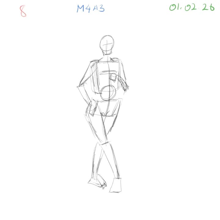 female gesture drawing practice focusing on soft curves 8