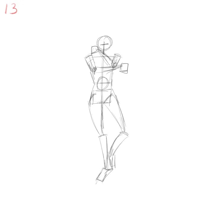 dynamic gesture drawing practice with slight perspective change 13